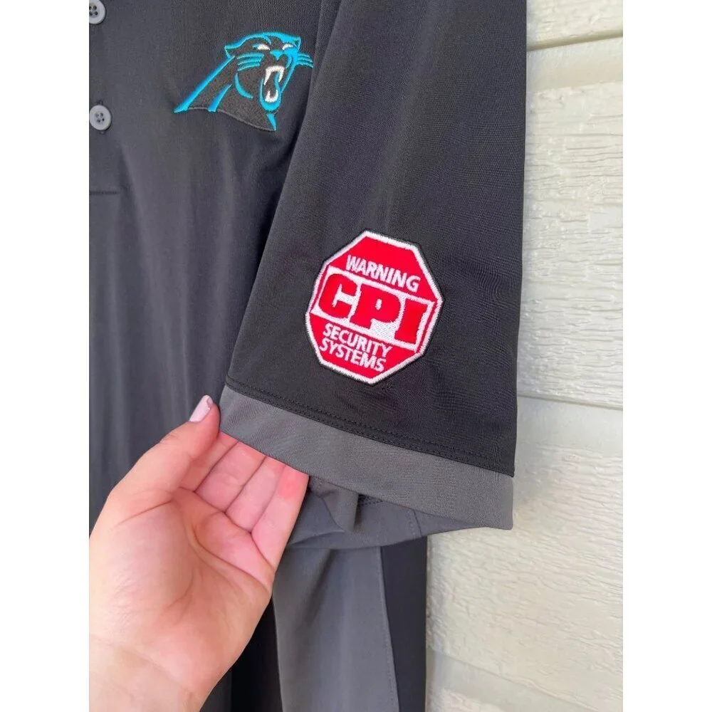 Nike Mens Carolina Panthers Dri-Fit Short Sleeve Polo Black Grey Size XXL
